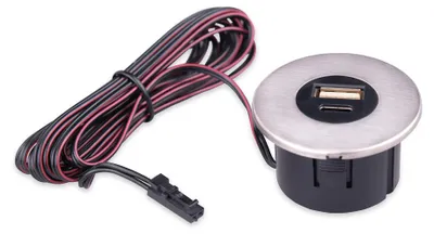 Produktbild von kalb | Einbau USB-Hub 2 in 1 USB und USB-C, für Möbeleinbau, 12V Edelstahl gebürstet