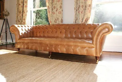 Productafbeelding van Chesterfield-bank, lederen bekleding, design, luxe bank, klassieke bank, 4-zits