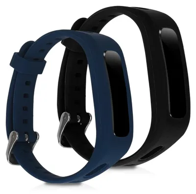 Produktbild von kwmobile 2x Uhrenarmband für HONOR Band 3e Armband - Fitnesstracker Band Set aus TPU Silikon - Ersatzarmband Smartwatch - Dunkelblau Schwarz