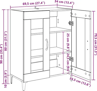 Zdjęcie produktu dla vidaXL Kredens czarny 69,5x34x90 cm Materiał drewnopochodny