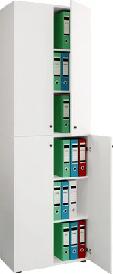 Image de Armoire de bureau avec 6 compartiments | Meuble de classement moderne avec portes tournantes | Dimensions env. H. 220 x W. 70 x D. 40cm – Lona 6 compartiments