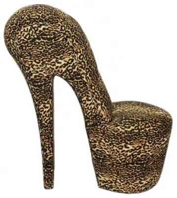 Produktbild von Casa Padrino High Heel Stuhl Leopard mit Dekosteinen - Designer Sessel / Schuhsessel