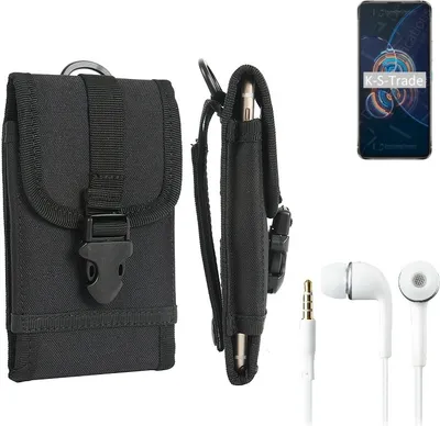 Produktbild von K-S-Trade Holster Schutz Hülle kompatibel mit Asus Zenfone 8 Flip Gürteltasche Handy Hülle Tasche outdoor Seitentasche schwarz 1x + Kopfhörer