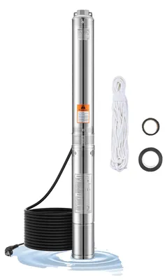 Productafbeelding van VEVOR dieppompen, vermogen 750 W, debiet 100 liter per minuut, opvoerhoogte 75 meter, geschikt voor industriële irrigatie en huishoudelijk gebruik, waterdicht volgens IP68