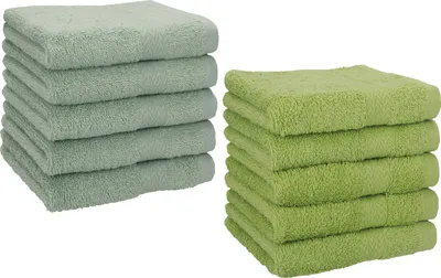 Produktbild von Betz 10 Stück Seiftücher 30x30 cm PREMIUM 100% Baumwolle Farbe: heugrün und avocadogrün