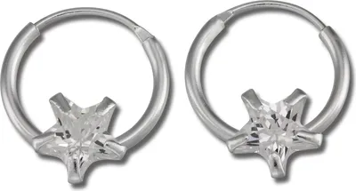 Image de SilberDream Créoles enfants 925 argent blanc étoile zirconium Boucles d'oreilles SDO8704W