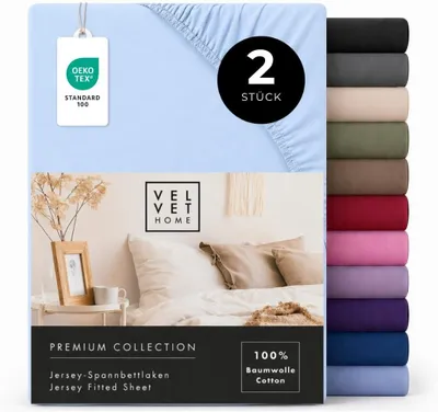Productafbeelding van 2-Pack Hoeslakens 90x200cm 100% Gekamd Katoen, Jersey Hoeslaken voor Matrassen tot 25 cm Hoog, , Onderhoudsvriendelijk, Elastisch, Ademend