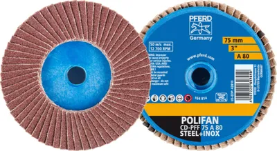 Produktbild von Pferd Fächerschleifscheibe 75MM DM, Körnung 80, flach, - 42719208