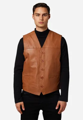 Produktbild von Ricano Herren Lederweste 321 Vest Lammnappa – cognac / M