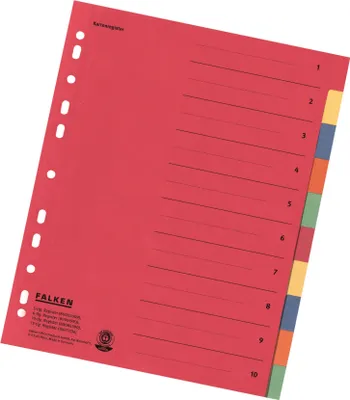 Obrázok produktu pre Falken Register A4 blanko 10tlg.Überbreite Karton farbigen Taben - A4 - 10 Blatt