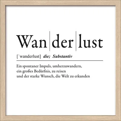 Produktbild von Gerahmtes Bild Wanderlust Definition 33x33 cm