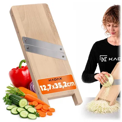 Productafbeelding van KADAX houten groenteschaaf, groenteschaaf met scherpe roestvrijstalen messen, uienrasper, koolrasper