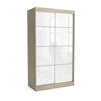 Produktbild von Kleiderschrank JULY 100 SONOMA EICHE, 100x60x215 cm – mit Schiebetüren Schrank, Kleiderstange & Regalfächer