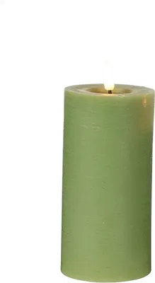 Produktbild von Countryfield LED Stumpenkerze rustikal hellgrün 15 cm - stimmungsvolle Dekoration
