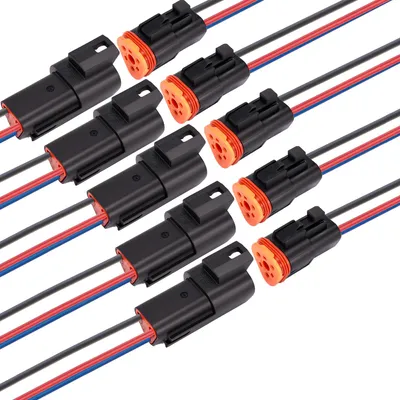 3-polige wasserdichte Kabelstecker, 16 AWG, 20 cm, 5 Paar