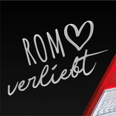 Produktbild von Auto Aufkleber Rom verliebt Herz Stadt Heimat Liebe Car 19x10 cm Silber Sticker Heckscheibenaufkleber