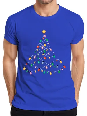 Produktbild von Lichterkette Tannenbaum - Weihnachten Weihnachtsgeschenk Herren T-Shirt, Blau, 3XL