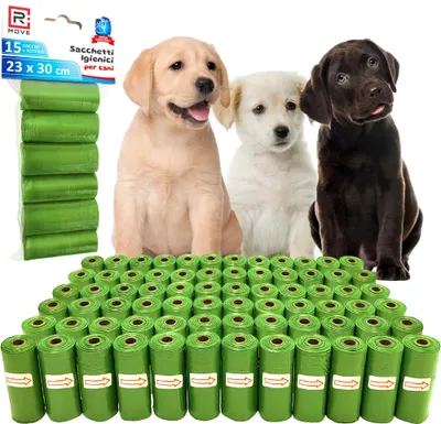 Immagine prodotto di R MOVE Sacchetti per escrementi di cani, 1080 pezzi (72 rotoli), sacchetti igienici per cani, resistenti alla rottura