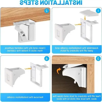 Produktbild von Magnetische Schubladensicherungen, 10x, 2 Schlüssel, kein Bohren