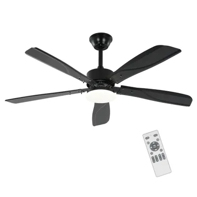 Zdjęcie produktu dla ZMH wentylator sufitowy LED ściemnialny 125CM wentylator sufitowy z oświetleniem Czarny 23W 6 prędkości z pilotem i czasomierzem do sypialni salonu