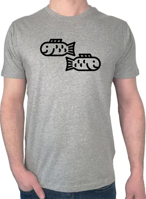 Produktbild von Huuraa Herren T-Shirt Fische Sternzeichen Symbol S Sport Grey Bio Baumwolle Fairtrade Herrenshirt Geschenkidee