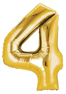 Obrázek produktu pro Fóliový balónek, 80 cm, zlatý, číslo "4"