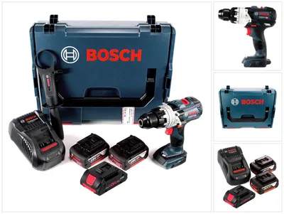 Image de Bosch GSB 18V-85 C Perceuse-visseuse à percussion sans fil 18V 85Nm 1/2" Brushless + 2x batterie 5,0Ah + 1x batterie ProCore 4,0Ah + chargeur + L-Boxx