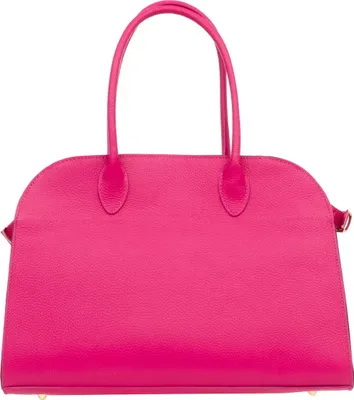 Produktbild von Vezze Fiocco Damenhandtasche aus Leder Fuchsia – große A4-Tasche – Italienisches Design – goldfarbene Hardware – abnehmbarer Schultergurt