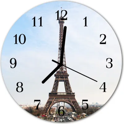 Produktbild von Glasuhr Wanduhr Küchenuhr Echt-Glas 30fi cm Eiffelturm braun