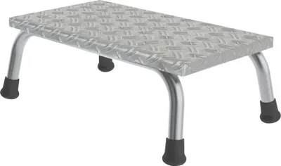 A product shot of a single step stool on a white background.