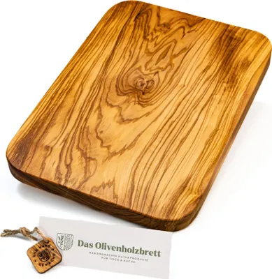Produktbild von Schneidebrett aus Olivenholzmit gerundeten Ecken, massiv 35 x 25 x 2,5cm