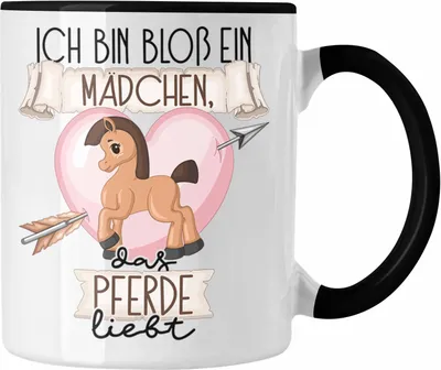 Produktbild von Trendation - Pferde Reiterin Tasse Geschenk Frauen Ich Bin Bloß Ein Mädchen Das Pferde Liebt Reiten Pferdeliebhaber Geschenk Spruch Geburtstag (Schwarz)