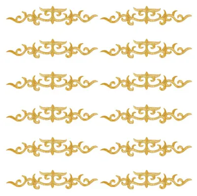 12 goldene Blumen-Stick-Patches, 24,8 x 5,5 cm, zum Aufbügeln