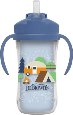 Produktbild von Thermoflasche mit Strohhalm 300 ml Blau / Dr. Brown's