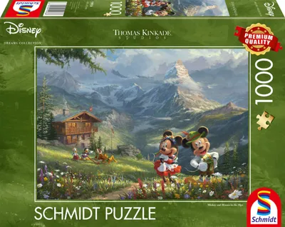 Produktbild von Disney, Mickey & Minnie in den Alpen - 1000 Teile Puzzle (Thomas Kinkade)