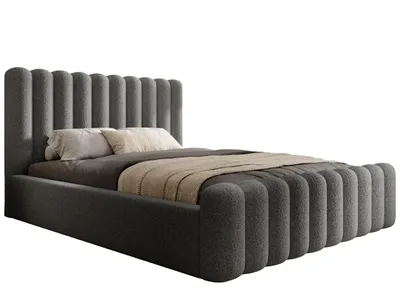 Produktbild von KLICKMOEBEL Polsterbett 200x200 mit Bettkasten in Grau HEKORA 7 - Modernes Bett mit hohem, abgerundetem Kopfteil und Holzrahmen