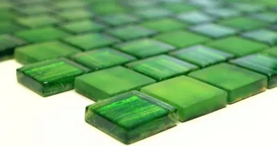 Produktbild von Handmuster Mosaikfliese Transluzent Glasmosaik Crystal Struktur grün klar gefrostet MOS78-CF83_m