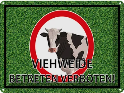 Immagine prodotto di vianmo Insegna di latta 30x40 cm Viehweide Betreten verboten