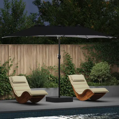 Immagine prodotto di vidaXL Ombrellone da giardino nero 385 x 209 x 244 cm poliestere
