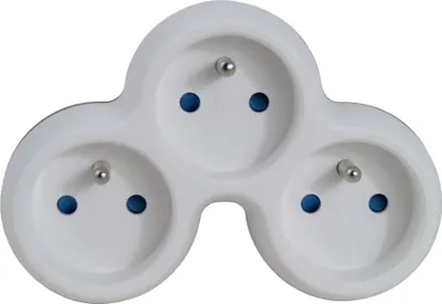 Obrázok produktu pre Rozbočovač zásuviek, 3 zásuvky, 3680 W, biely/sivý