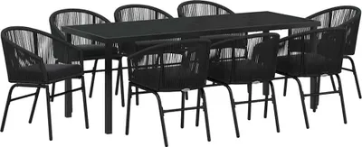 Obrázok produktu pre Záhradný jedálenský set 9 pcs Čierna