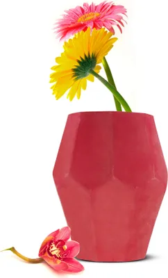 Produktbild von 2 x Blumenvase  Tischvase Glasvase Dekovase Vase Tischdeko(Rot)