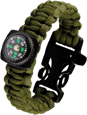 Produktbild von Jumada's - Paracord-Armband - Multifunktional - Kompass und Pfeife - Leicht - Armeegrün