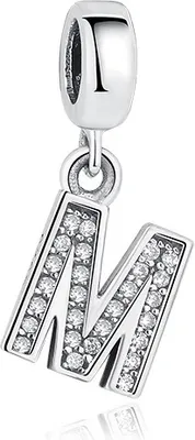 Produktbild von PANDACHARMS Anhänger Charm Buchstabe M, 925er Sterling Silber, passt zu Pandora