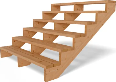 Produktbild von Terrassentreppe aus Lärche Treppe Stufen Wangentreppe Breite Größe: 6-stufig Breite: 150 cm