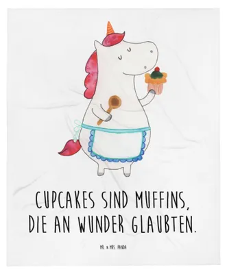 Produktbild von Mr. & Mrs. Panda Babydecke Einhorn Küche - Weiß - Geschenk, Torte, Kinderwagendecke, Kuchen, Schlummerdecke, Unicorn, Koch, Einhörner, Fleecedecke, Plaid, Träumen, Muffin