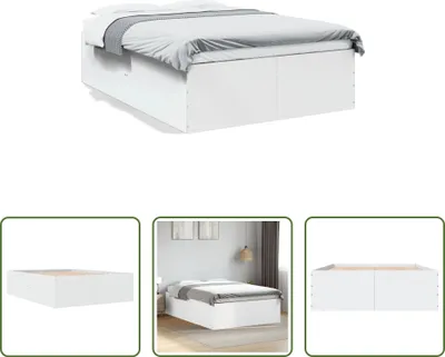 Produktbild von The Living Store Bettgestell Weiß 135x190 cm Holzwerkstoff