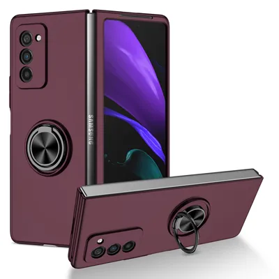 Obrázek produktu pro Tenké tvrdé PC pouzdro pro Samsung Galaxy Z Fold 2 5G, s prstencovým stojánkem Bordó