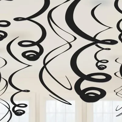 Immagine prodotto di 12 eleganti spirali decorative nere da 55 cm