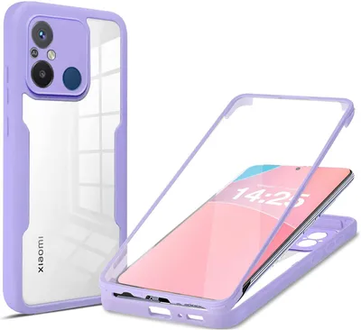 Produktbild von 360 Grad Rundum Schutz Handyhülle für Xiaomi Redmi 12C Full Cover Vollschutz Case Farbe: Violett